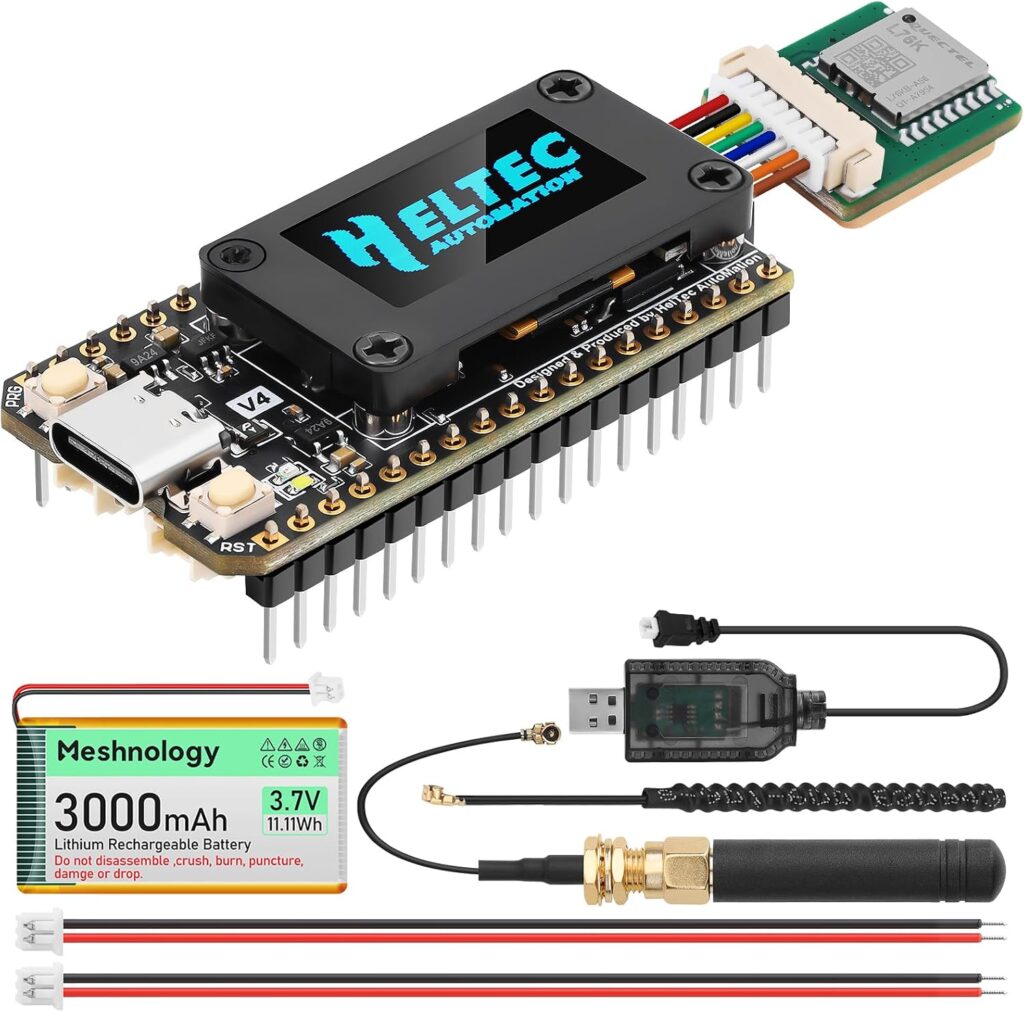 ESP32 LoRa V4 Development Board + L76 GNSS Module + 3000mAh Battery, Upgraded ESP32-S3 SX1262 LoRa WiFi Bluetooth 2MB PSRAM 16MB Flash 915MHz Antenna OLED Support GPS Solar Meshtastic IoTe