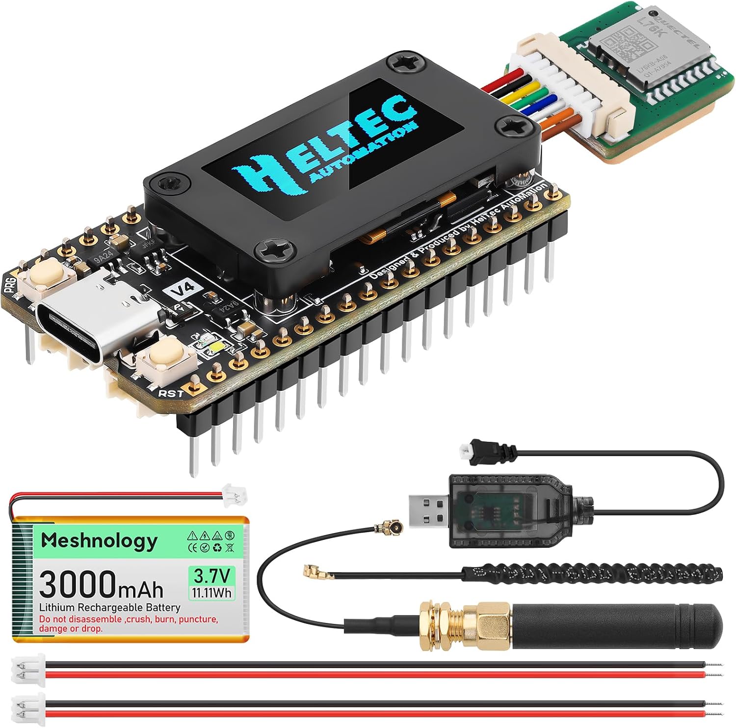 ESP32 LoRa V4 Development Board + L76 GNSS Module + 3000mAh Battery, Upgraded ESP32-S3 SX1262 LoRa WiFi Bluetooth 2MB PSRAM 16MB Flash 915MHz Antenna OLED Support GPS Solar Meshtastic IoTe